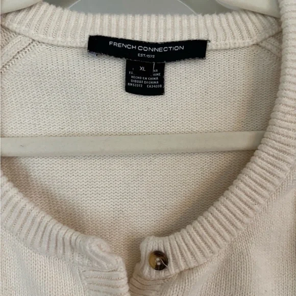 French Connection Cream Button-Up Knit Cardigan - Picture 2 of 2